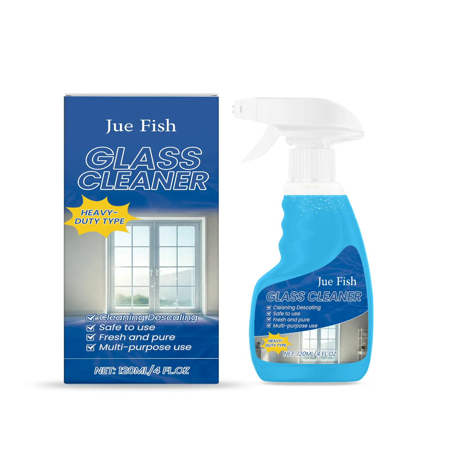 Jue-Fish Household Sprayable Glass Cleaner, Spray Function, Built-In Filter for Fast Home Surface Cleanup, Sprayable Glass Cleaners