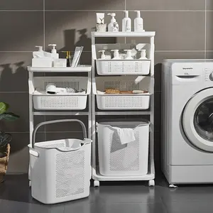 Home Essentials Multi-layer thickened laundry basket 360 degrees with wheels to move convenient clothes basket Household bathroom multi-functional storage basket toy sundries storage basket