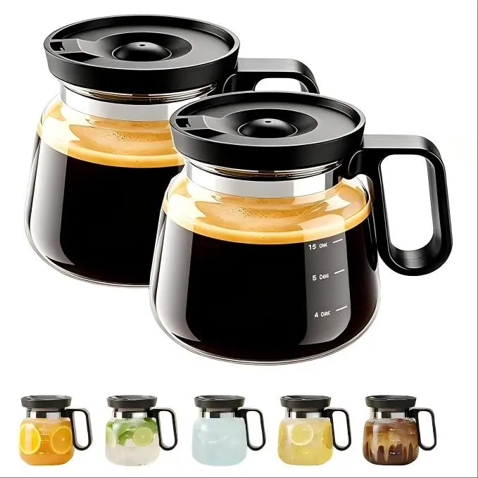 16 Oz Classic Traditional Mini Coffee Pot Mug with Spill-Proof Lid, Heatproof Glass, Large Capacity - Ideal Camping Camp Kitchen Gift for Coffee Lovers