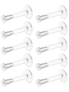 16g Clear Earrings for Sports, Work, Surgery - Bioflex Labret Clear Piercing Retainers 10pc Set Piercings Kits - Plastic Clear Piercings Stud Earrings for Cartilage Helix Tragus Lip Medusa Monroe (6mm, 8mm, 10mm, 12mm)