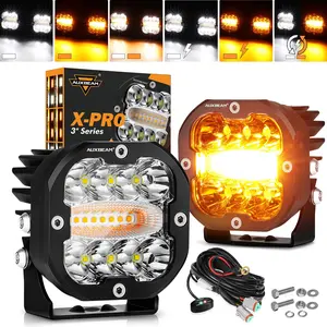 AUXBEAM X-PRO Series 3 Inch 6 Modes Dual Color LED Light Pods 96W Spot Flood Combo Amber White for Trucks Jeep IP68 Waterproof Offroad Driving Lights 2pcs Set LED Car Lights LED Work Lights outdoorfun Led Backlights
