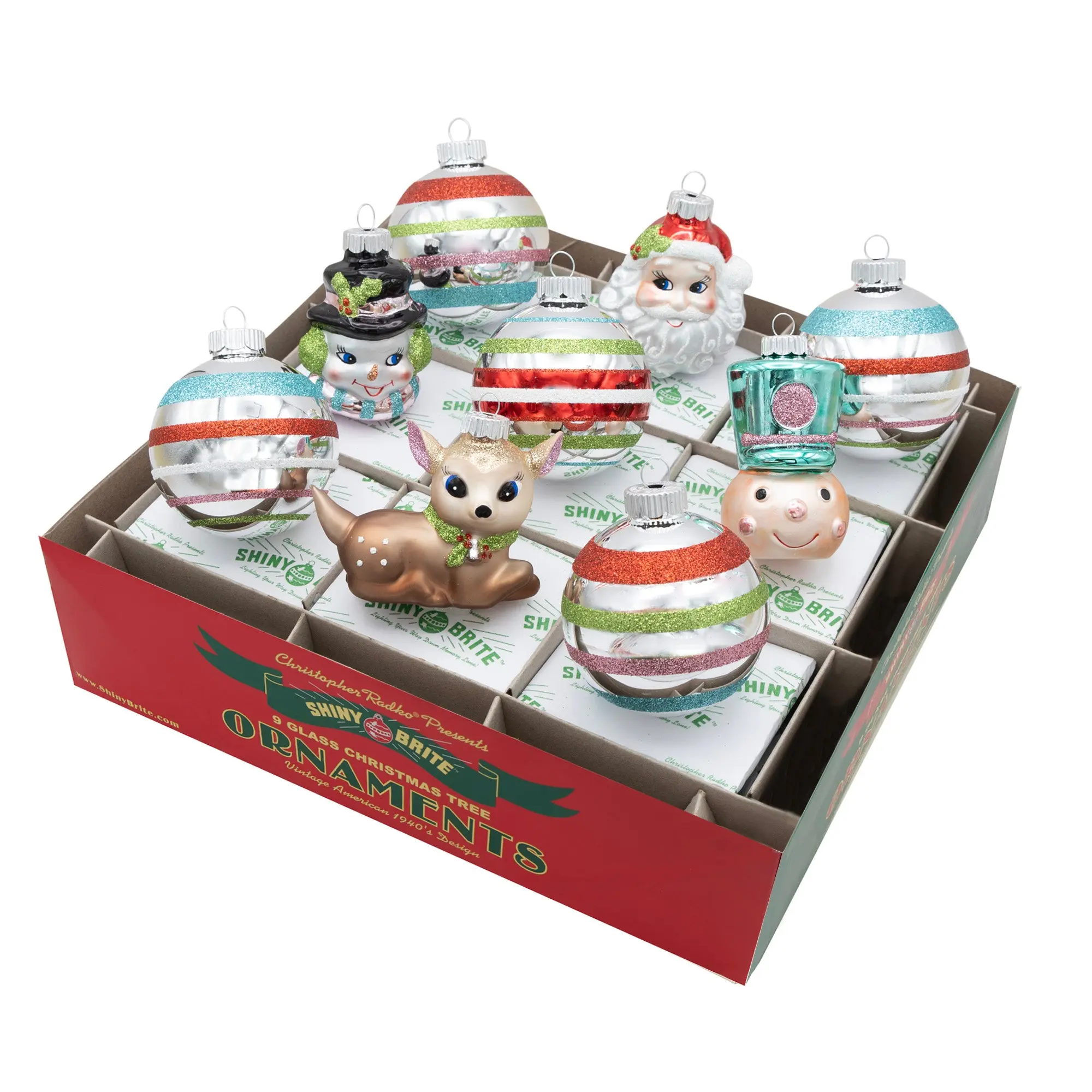FESTIVE FETE 9-Count 2.5" Shiny Decorative Pieces Set - Home Decor Ornaments, Festive Party Decoration Figures