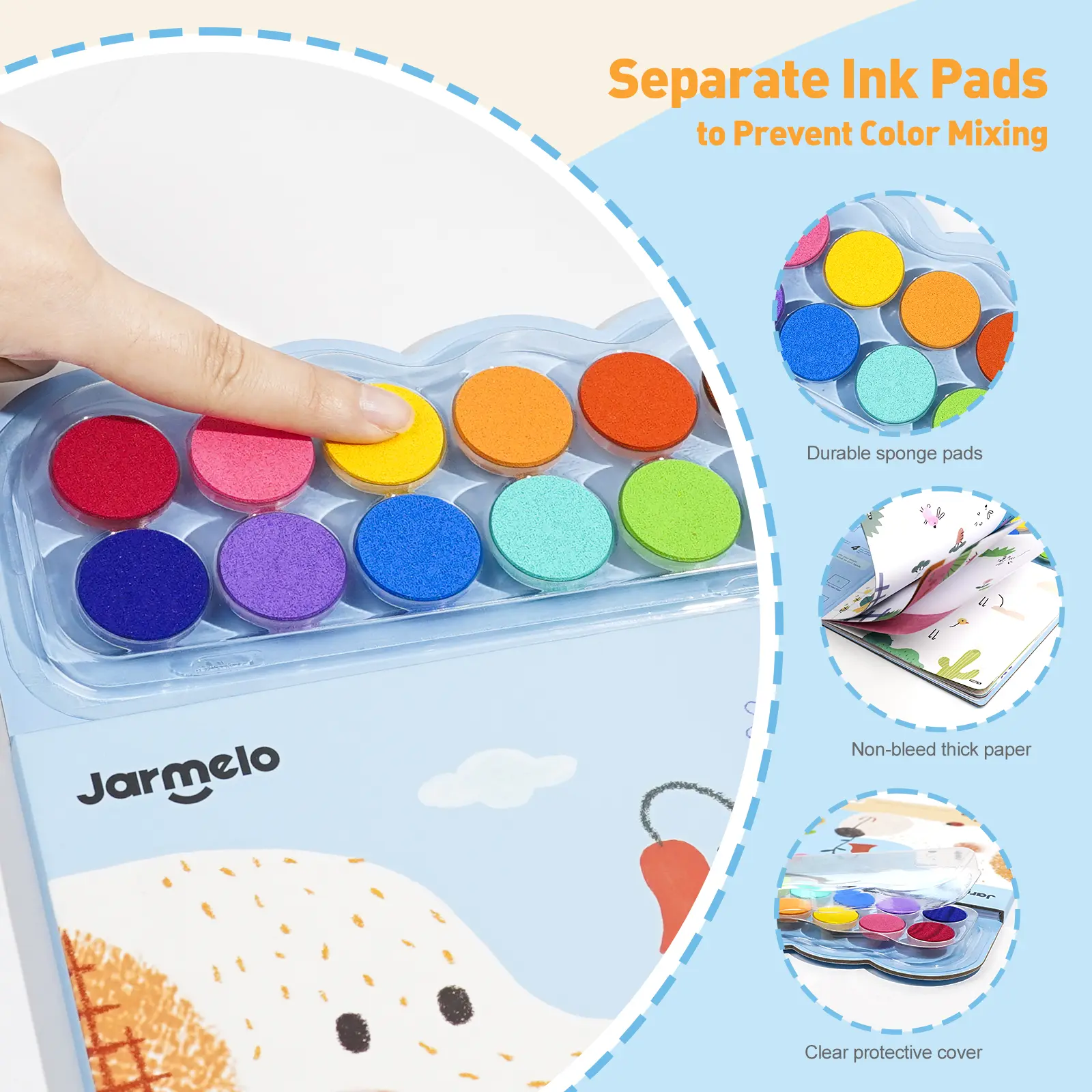 Jar Melo Vibrant Fingerprint Handprint Coloring Gift Book for Kids - Fingerprinting Craft Kit, Art Learning Doodle Toy, Educational Arts & Crafts Supplies, Cool Gifts for Kids, Art For Kids #backtoschool #sohochic