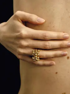 Women's Stainless Steel Ring, Round Bead Design, Adjustable Size Jewelry for Women, Elegant Daily Wear Accessory