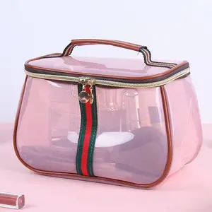 Vintage Waterproof Transparent Storage Bag with Wide Handheld Design, Stylish Luxury Bag for Toiletries and Cosmetics, Large Capacity and Non-Restrictive Handle