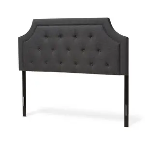 Mars Modern and Contemporary Dark Grey Fabric Queen Size Headboard