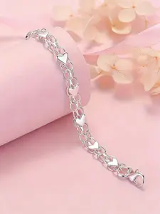 Mother's Day Gift 925 Sterling Silver Bracelet - Hypoallergenic, Durable & Perfect For Couples, Everyday Accessory|Boho Style|Hypoallergenic Bracelet bangle high appearance bracelet popular gift Heart Shaped Bracelet Heart Design Bracelet