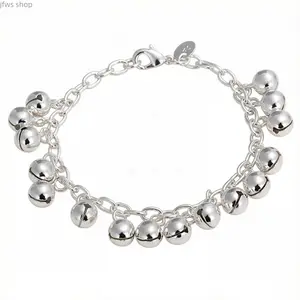 925 Sterling Silver Bell Charm Bracelet for Women Stylish Elegant Pendant Chain Jewelry with Summervibes for Daily Casual Wedding Party Wear