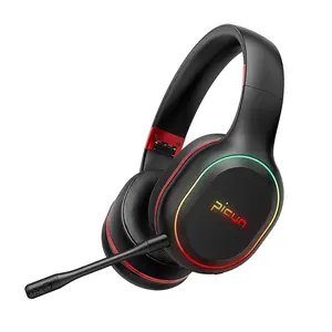 Picun P80X Wireless Gaming Headset – RGB LED Lights, Wireless & Wired Modes, Foldable Design, High-Quality Audio with Mic