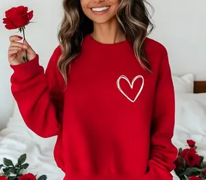 Valentine’s Heart Sweatshirt for Women, Cute Pink Crewneck Pullover, Cozy Valentine’s Day Sweater, Romantic Casual Outfit, Aesthetic Gift Idea for Her, Soft Fabric Fit Top - EVA RAMOS