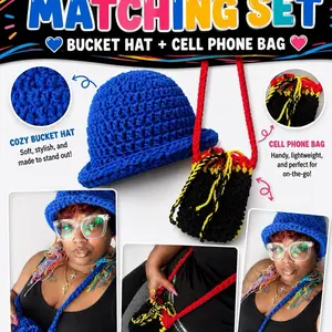 Summer set cell bag and Men’s / women’s crochet bucket hat brown on trend