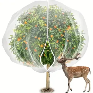 Large Fruit Tree Netting 7.8x7.8 Feet, Garden Insect Mesh with Zipper & Tie-Downs, Transparent Bird Plant Protection Screen