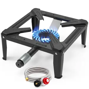 BESTFIRE High-Pressure Propane Single Burner – 12"/16" (12"=13000 BTU / 16"=120000 BTU), with 4.1ft Adjustable Hose & Regulator, Outdoor Camping Cooker for Backyard Cooking, Seafood Boil & Tailgating