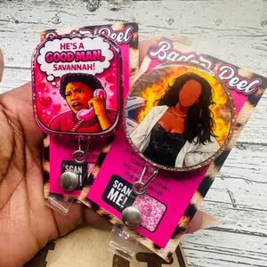 Exhale Heartbreak Heart Acrylic Badge Reel Retractable ID Holder With Swivel Alligator Clip For Healthcare Workers, Nurses, And Medical Staff