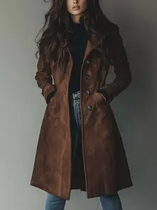 Mirela | Palton Vintage Din Suede