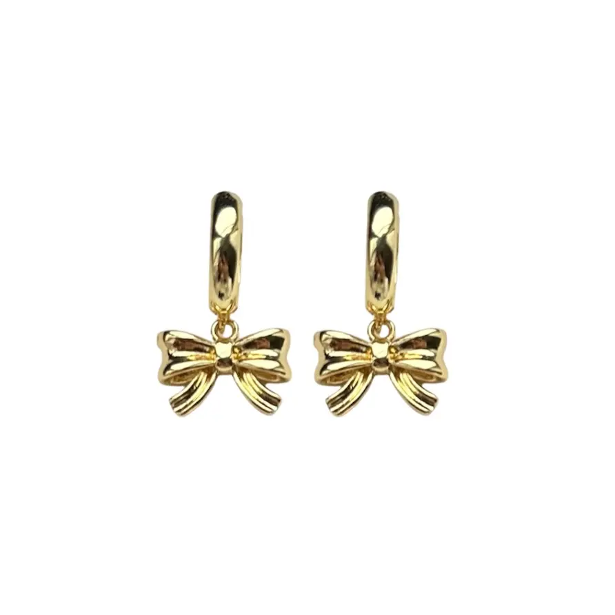 Golden Glitter Hoop Earrings with mini Bow