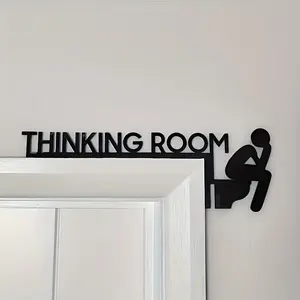 One "Thought Space" doorplate, black and white simple wall-mounted decorative frame, suitable for decoration signs in homes, offices, bathrooms, door decorations, Signage, Modern Decorations
