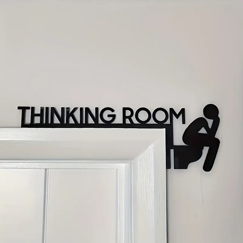 One "Thought Space" doorplate, black and white simple wall-mounted decorative frame, suitable for decoration signs in homes, offices, bathrooms, door decorations, Signage, Modern Decorations, Home Decor Products, Metal Decor