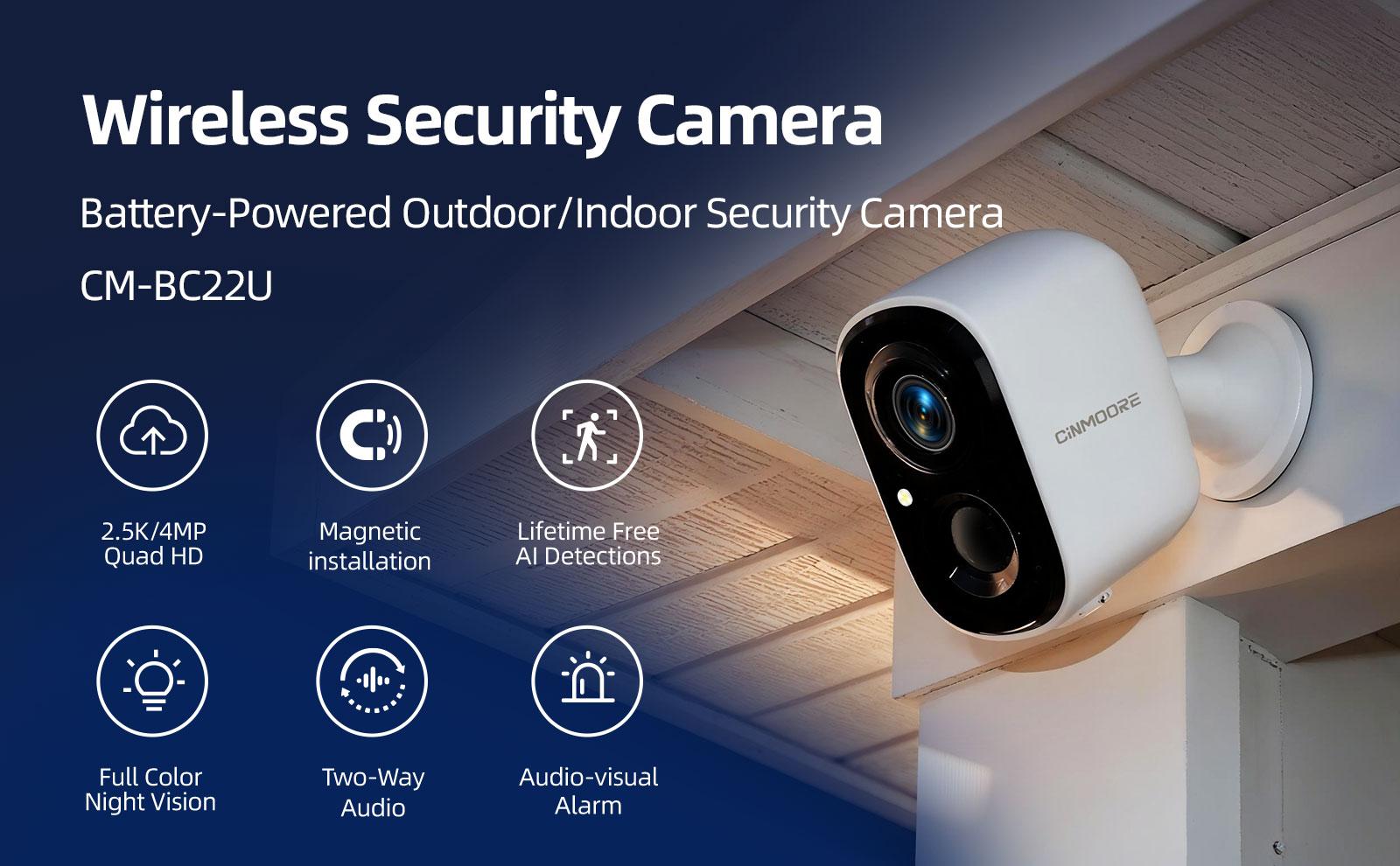 CINMOORE Outdoor/Indoor Magnetic wireless Camera 2.5K,Easy-install 2.4G WiFi Smart Garage Security Camera – HD Video, Full-color Night Vision, Motion Detection, Two-Way Audio, Smartphone Control Lens, Local Installation Card, Monitorin CINMOORE Outdoor/Indoor Magnetic wireless Camera 2.5K,Easy-install 2.4G WiFi Smart Garage Security Camera – HD Video, Full-color Night Vision, Motion Detection, Two-Way Audio, Smartphone Control Lens, Local Installation Card, Monitorin