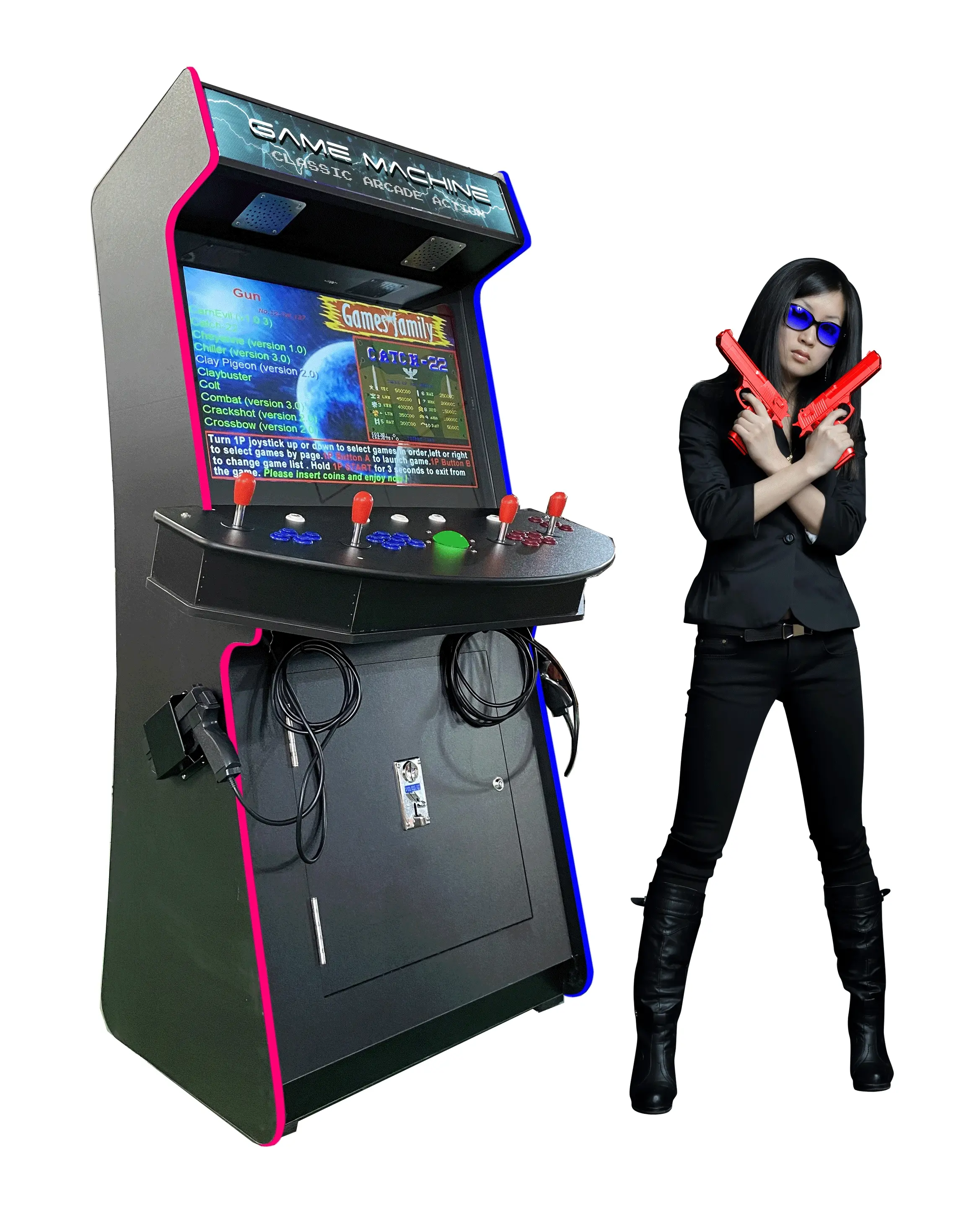Classic Arcade Shooter 4-player - Upright Video Arcade Machine (13,000 Games in One - Large 32" LCD Screen - 4-player w/Light-Guns Included)