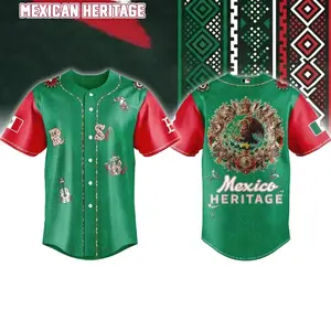 Mexican Heritage Night 2026 Baseball Jersey – Latino Culture Inspired Button-Up Shirt, Festive Game Day Outfit, Limited Edition Fan Apparel Gift for Baseball Lovers