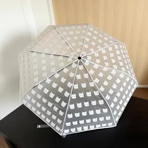 Miffy Frosted Transparent Umbrella for Rain and Shine Cute Fully Automatic Portable Cartoon Folding Umbrella Solid Color Design