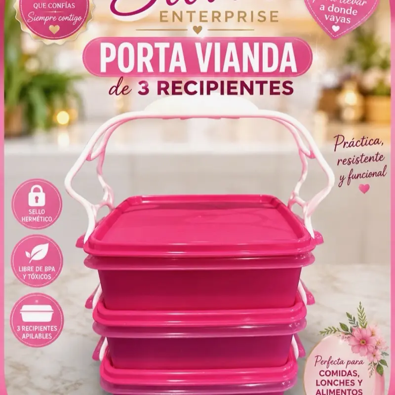 Tupperware Food Container with Handle, Hermetic Seal for Fresh Food Transport