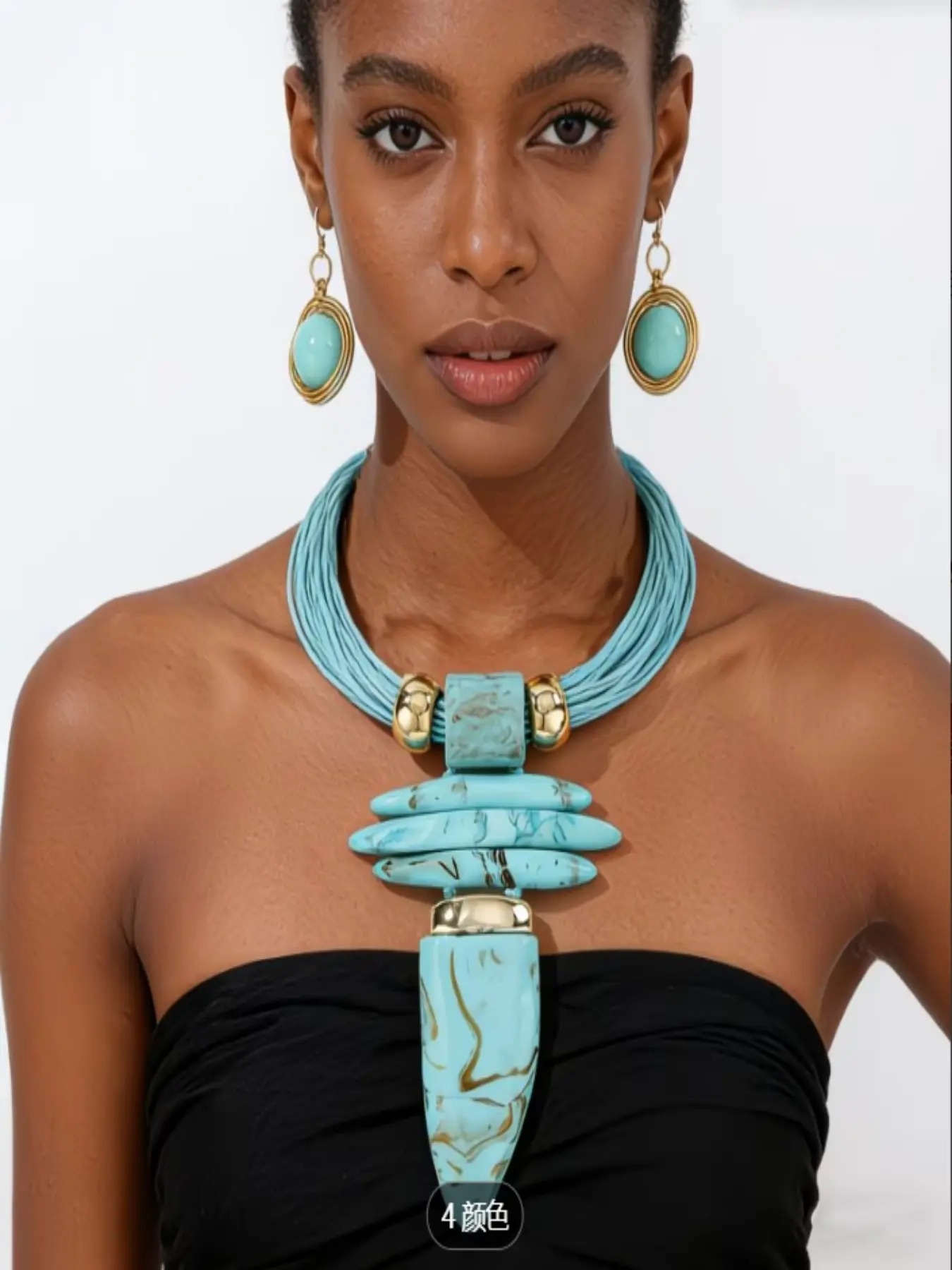 3pcs New Unique Design Bull Horn Pendant Necklace Earrings Set, Necklace And Earring Set, Bold Irregular Women's Jewelry Set, Fashionable Accessories, Trendy Jewelry Set, Elegant Jewelry Set, Necklaces Earrings Set, Costume Jewelry Sets