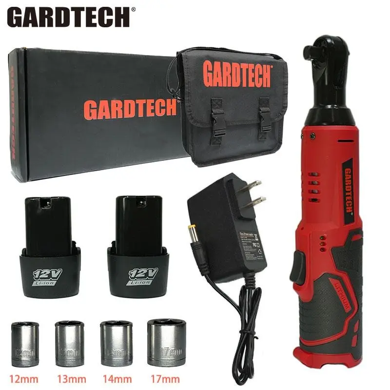 12V DC Cordless Right Angle Torque Wrench - Heavy Duty Electric Ratchet Socket Wrench Set, 2 x 2000mAh Batteries, Built-in LED Lights, 240rpm + 10%, 0.69kg Time-Saving Auto Repair Power Tool, 40N.m
