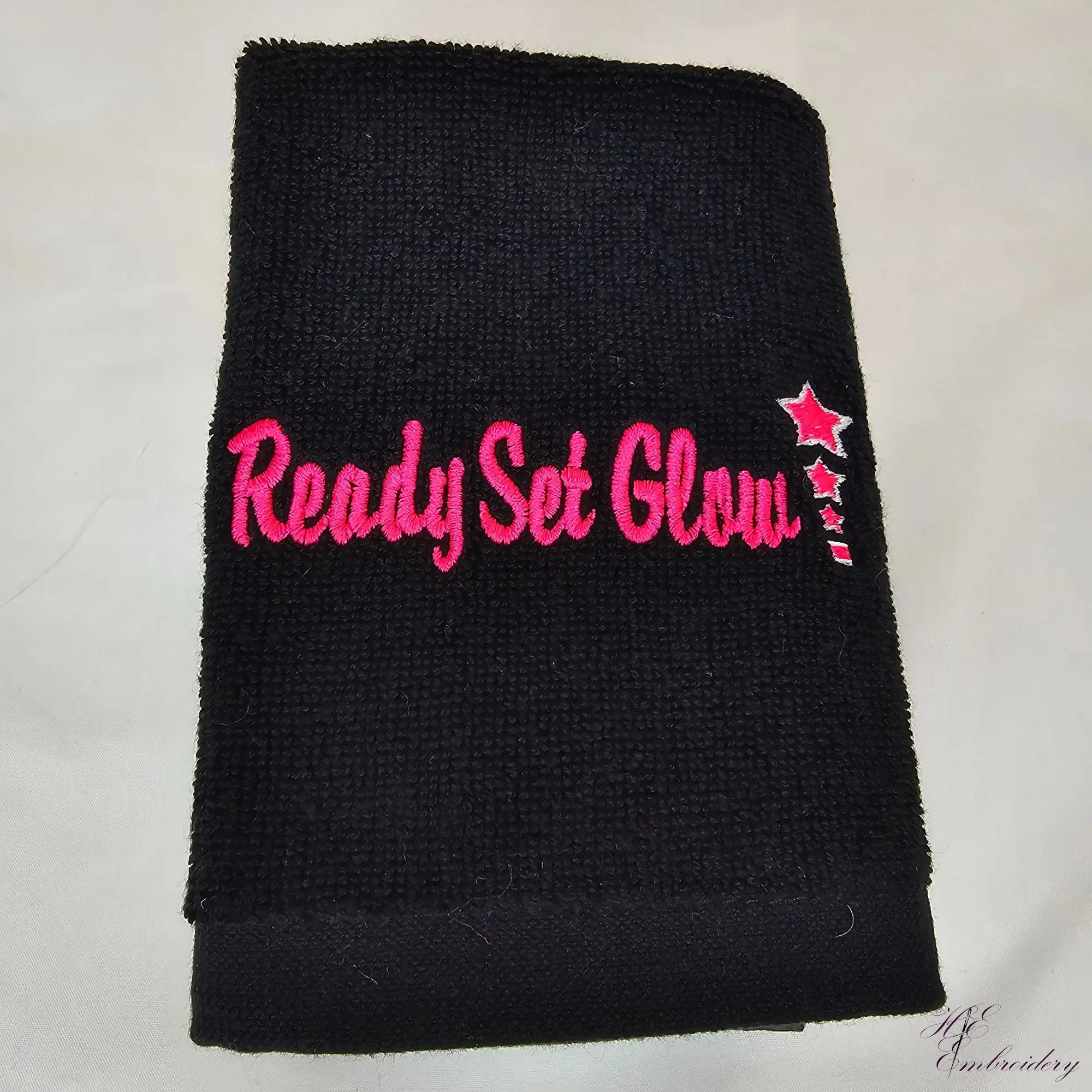 Makeup Removal Embroidered Reusable Towels - Soft Plush Cotton 12 x 12 Washcloths - Black - MakeUp - Ready Set Glow!