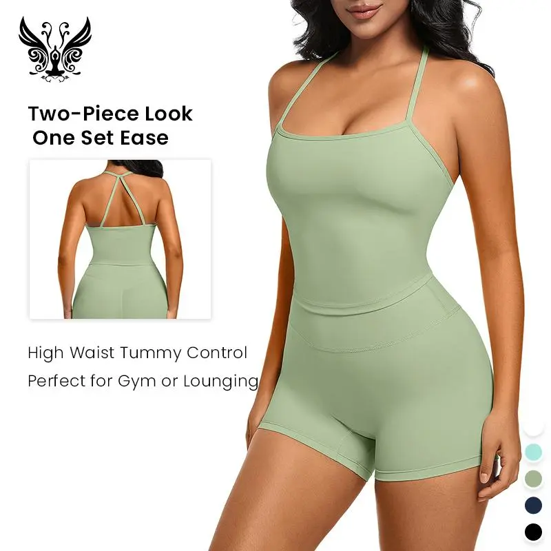 Yizhen Sports Women's 2-Piece Activewear Matching Set - Slim-Fitting High-Elastic Moisture-Wicking Basic Top Cami, High-Waisted Lightweight Shorts, Breathable Gym Outfits for Women's Clothes, Athleisure, 2 Piece Sets