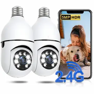 Light Bulb Security Camera 2 Pack 2.4GHz 2K Wireless Outdoor 360° PTZ Cameras for Home Security with Color Night Vision 2 Way Talk AI Human Detection Screw in Light Socket