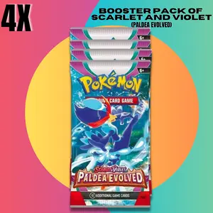 Four Pokemon Scarlet and Violet Paldea Evolved Booster Packs for the TCG