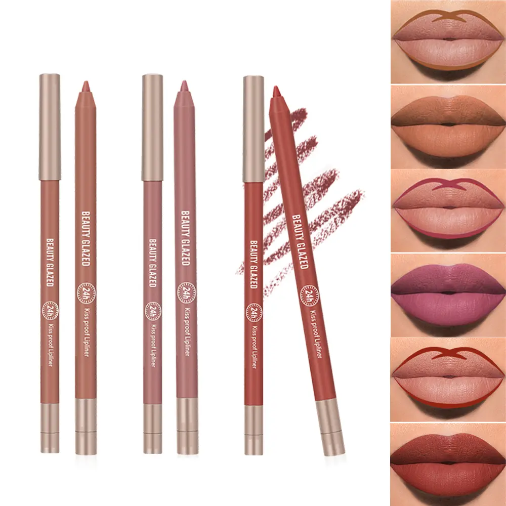 BEAUTY GLAZED Matte Silky Lip Liner, Waterproof and smudge-proof, easy to apply, 24 hours of long-lasting makeup, perfect for everyday makeup!