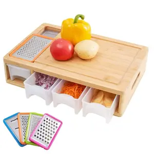 Bamboo Cutting Board with Storage Trays and Graters for Efficient Kitchen Prep