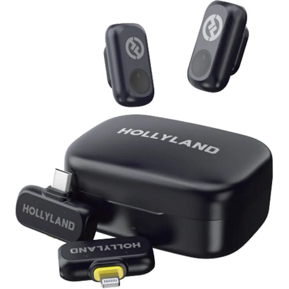 Hollyland LARK A1 Combo 2-Person Wireless Microphone System with USB-C and Lightning Connectors for Mobile Devices | Space Gray, 2.4 GHz