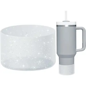 Protective Bling Silicone Boot Sleeve, Compatible with Stanley Tumbler 20-40oz & Hydro Flask Bottle 12oz-24oz, Glitter Reduces Dents Sleeve Cover for More Bottles/Tumblers Bottom of 2.83-2.95in