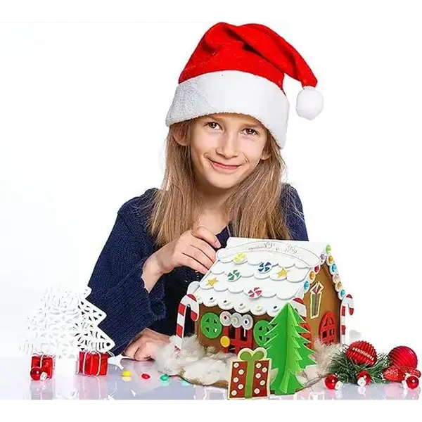 4E's Novelty Foam Gingerbread House Craft Kit (2 Pack) - DIY Foam Gingerbread Build & Decorate Set - Self Adhesive, Fun Christmas Crafts for Kids
