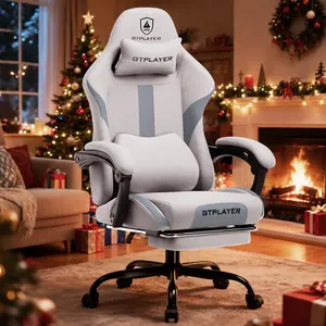 【New Year Sale】GTPLAYER Gaming Reclining Swivel Chair, Breathable Fabric Memory Foam Pillow, Smooth Rolling Swivel w/ Premium Spring Cushion