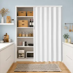 PVC Accordion Door Accordion Sliding Door 60X80 Inches with Installation Hardware Handle Lock for Bedroom Living Room Wardrobe