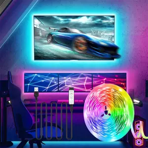 LED TV Backlight Strip Light with 3-Key Controller, 1 Count USB Powered Screen Synchronization Ambient Light, Dimmable Color Adjustable LED Strip Light for 35-80 Inch TVs, Monitors, Tv Led Lights