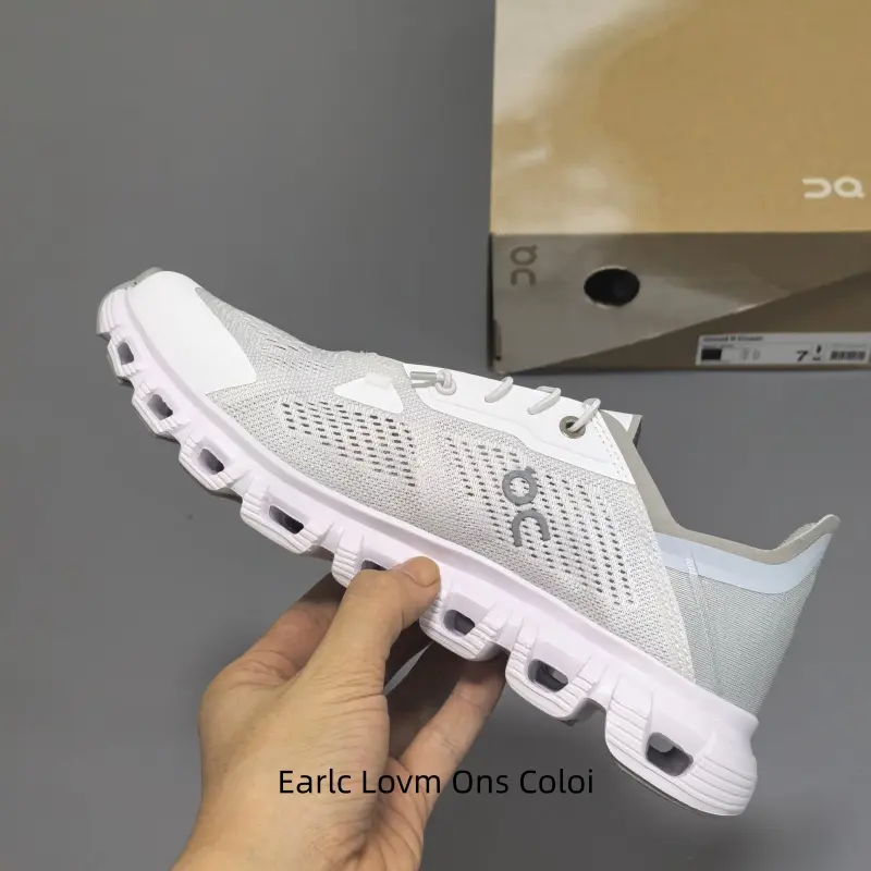 Off white light gray perforated mesh low top cloud cushion running sneakers block non slip rubber outsole men women daily jogging sports shoes