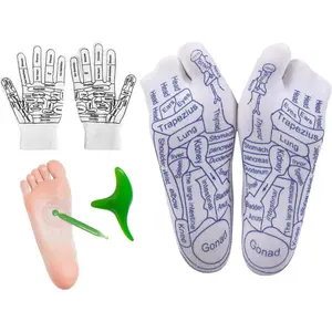 Reflexology Socks with Tools and Gloves Set, Acupuncture Socks Kit for Foot Massage, Unisex Pressure Point Socks with Reflexology Tools,Car Interior Accessories Relaxation Stress Relief Body Care Daily