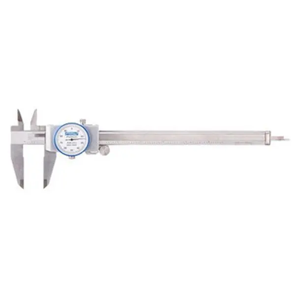 Fowler Precision Measuring Dial Caliper - 8'' Range, 0.001'' Graduation, 0.1'' per Revolution, 2'' Jaw Length, White Face, +/- Accuracy of 0.0015'', Model 52-008-708-0