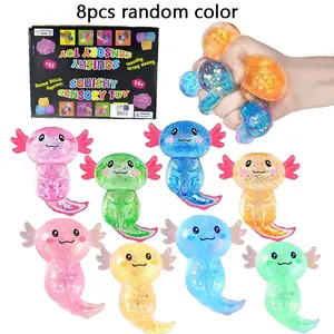 8 Pieces Salamander Squeeze Balls, Cartoon Axolotl Stress Relief Toy, Slow Rebound Compression Toy, Stretchy Toy for Adults and Kids, Squishy Balls