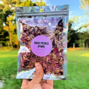 Scented Dried Pink Rose Buds, Hand-Sorted Multi-Size Natural Floral Tea, Foil Pouch Pack for Home Fragrance Crafts and Rituals