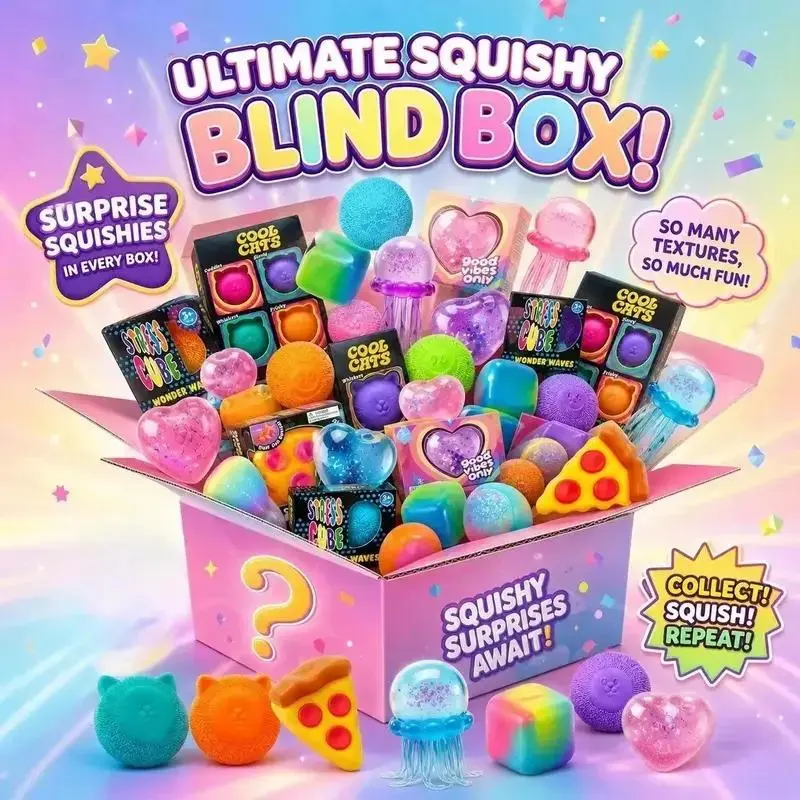 100+ Styles TikTok Viral Mystery Box | Soft Squishy Squeeze Toys & Fidgets Pack, Unboxing Surprise Blind Box for Stress Relief Gift