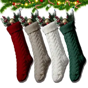 Christmas Stockings, 18 Inches Knit Christmas Stockings Xmas Hanging Stockings for Family Christmas Decorations