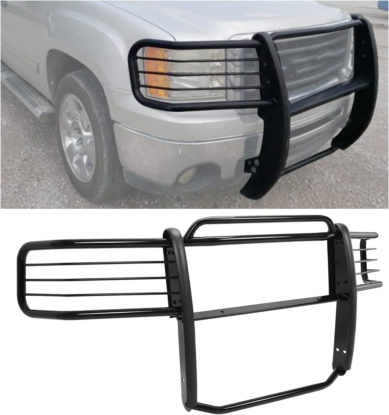 HECASA Brush Guard Compatible with 2007-2013 Chevy Silverado/GMC Sierra 1500 New Body Style (Not for 2500 HD Models) Powder Coated Bumper Grille Protection