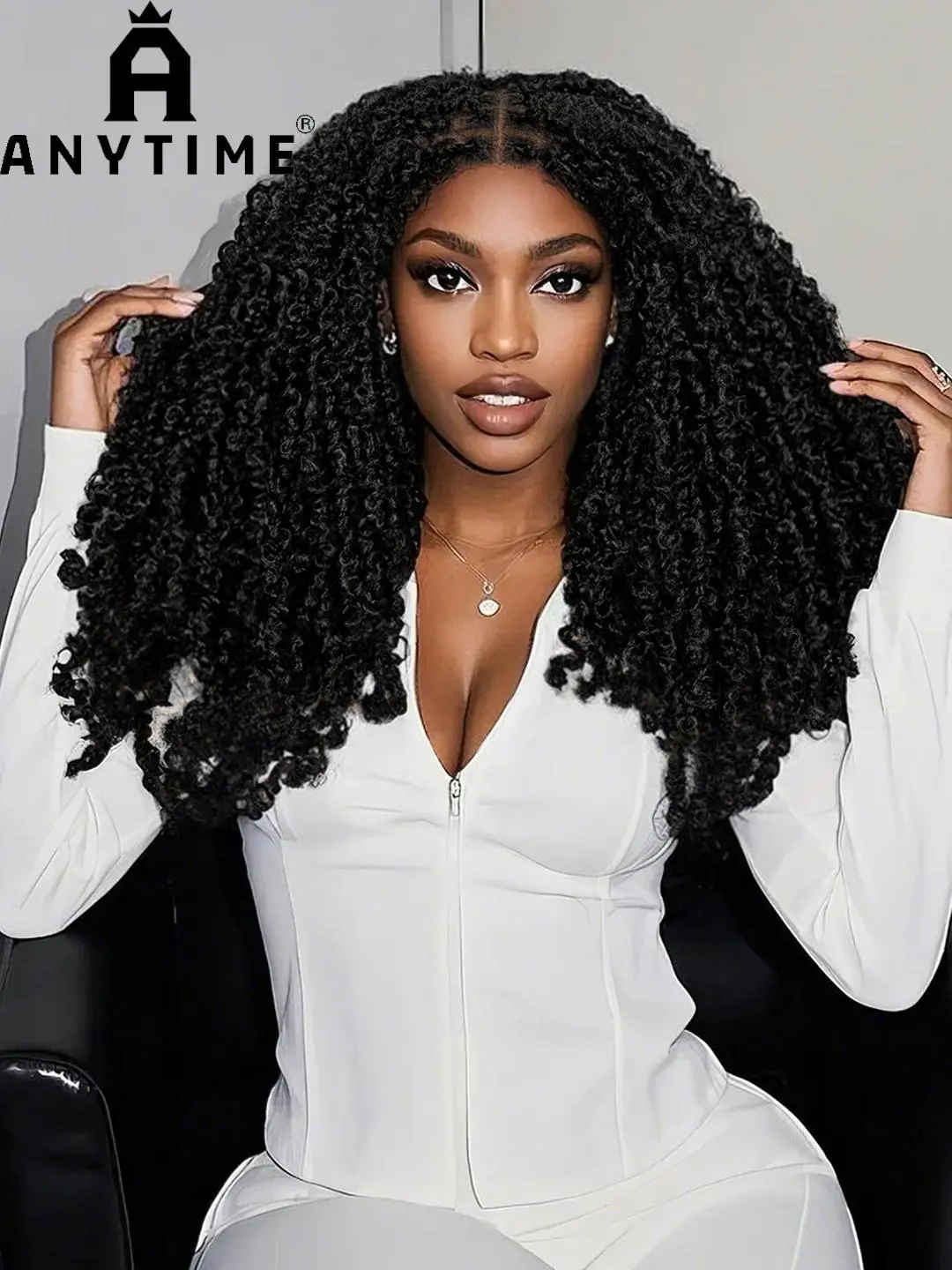 Anytime Wig 18-inch synthetic Yaki twist braided wig, full lace box braids wig with baby hair, knotless twist braids wig, dreadlocks